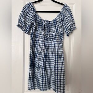 Blue and White Checkered Smock Dress NWT (urban outfitters)
